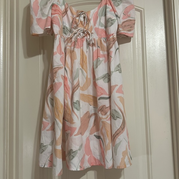 Abercrombie & Fitch Keyhole Babydoll Mini Dress XS Floral Print Puff Sleeves - Picture 3 of 12